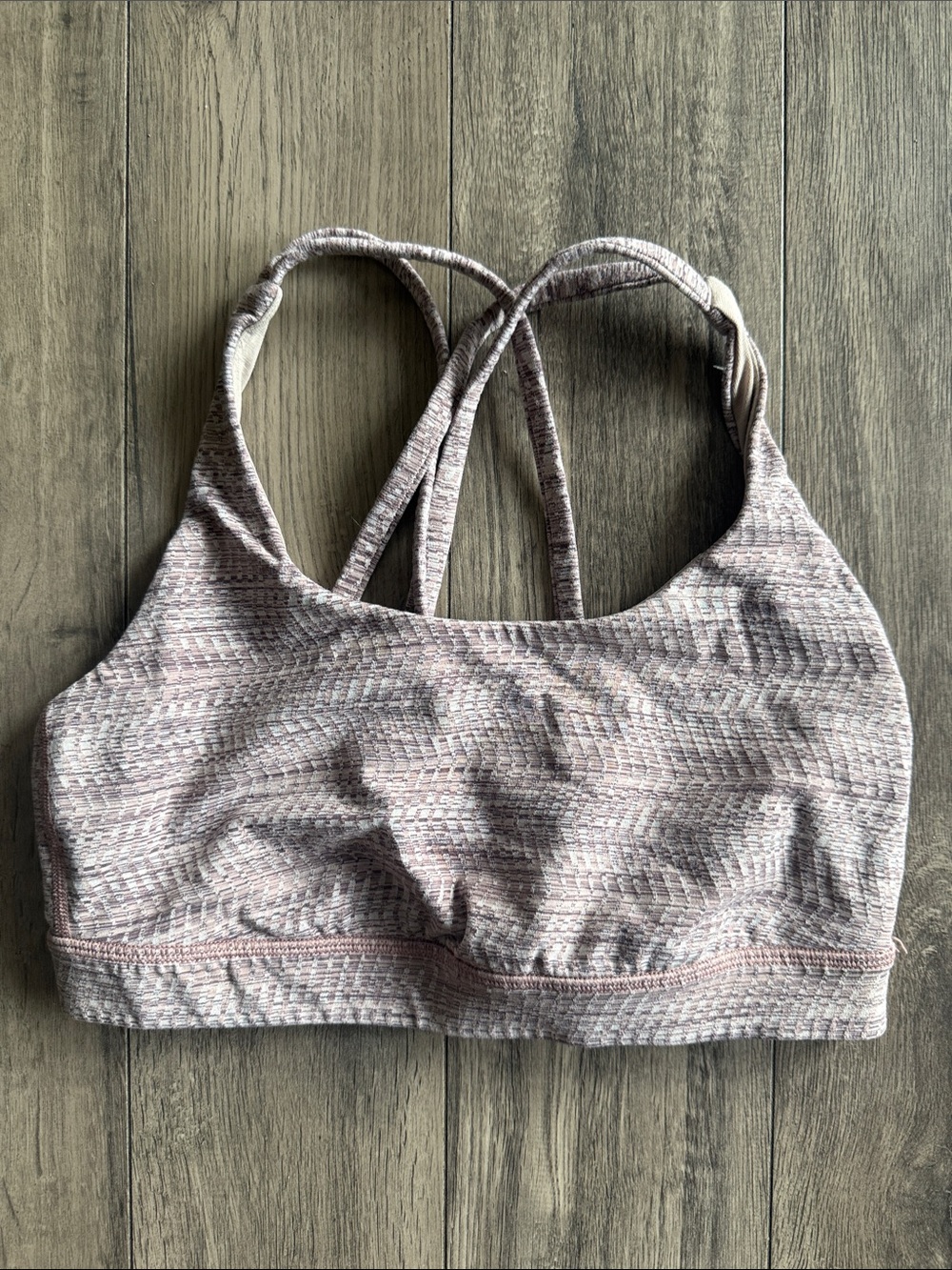 lululemon athletica Heathered Pale Pink Crisscross Sports Bra